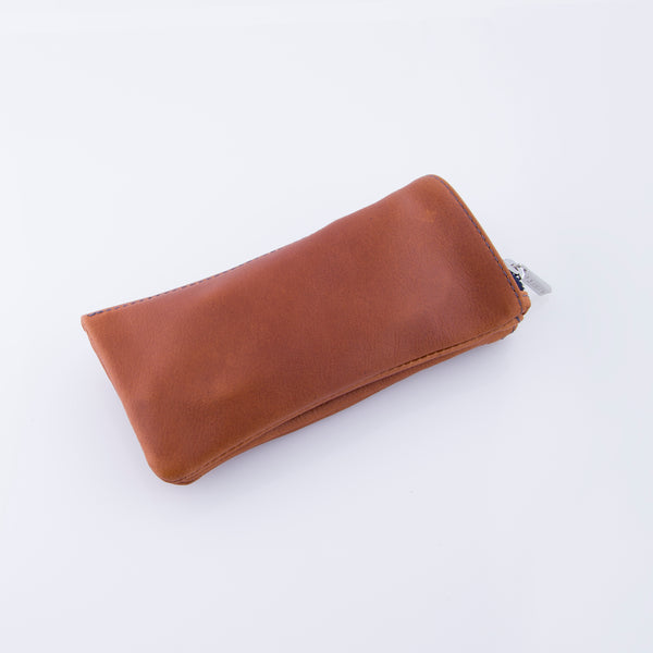 XLarge Zipper Leather Pencil Case - Red